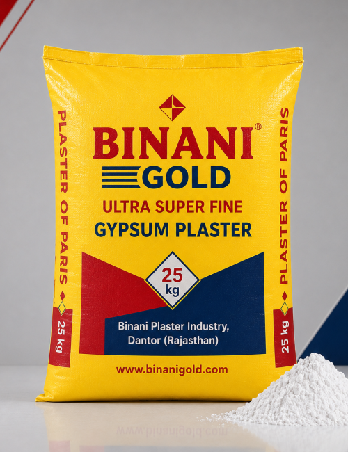 Yellow Binani Gypsum Plaster Sack with Powder